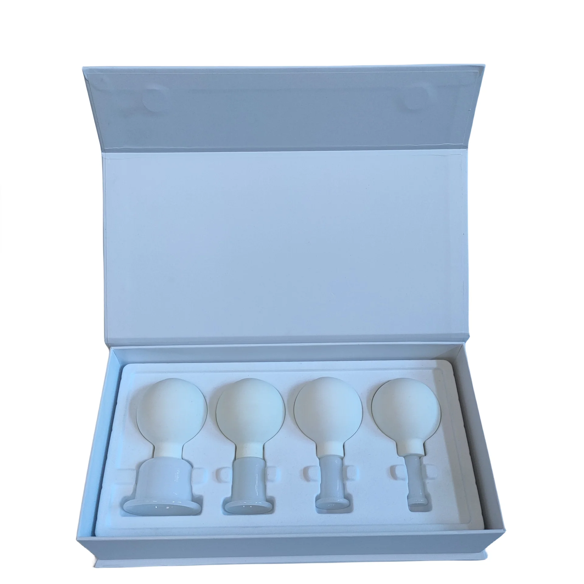 Custom Nature Stone White Jade Cupping Cup Kit Body And Face Therapy Hijama Massage Suction Cups Box