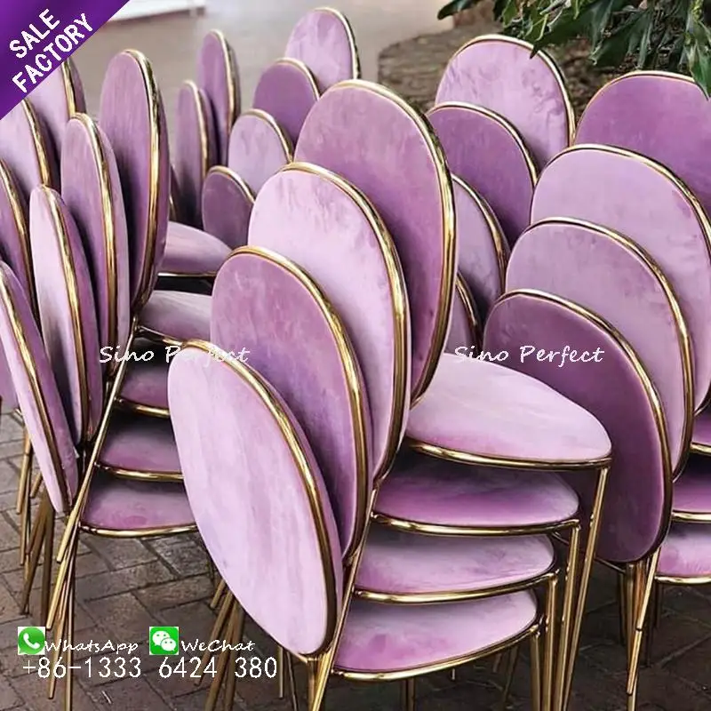 Good Quality Stacking Discounted Event Furniture Golden Stainless Steel Hotel Wedding Chair For Sale
