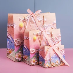 Custom Logo New Art Oil Painting Hand Carrying Festival Souvenir Tote Gift Packaging Paper Bag