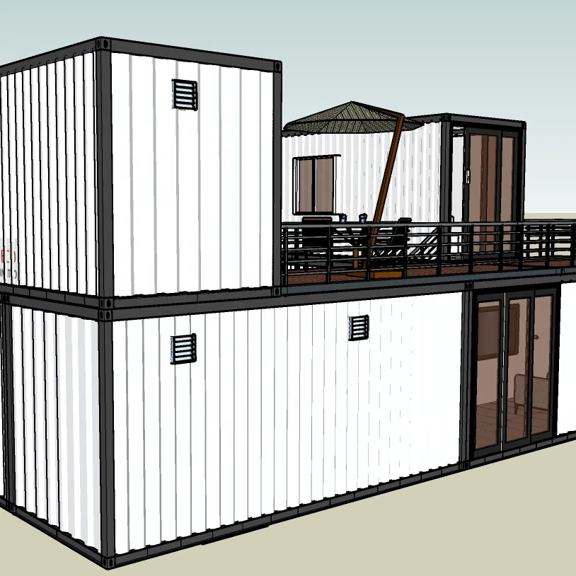 2 этажа изменение 20 ft сборный дом с доставкой в жилой дом с 4 спальнями по 4 туалет и бассейн контейнер