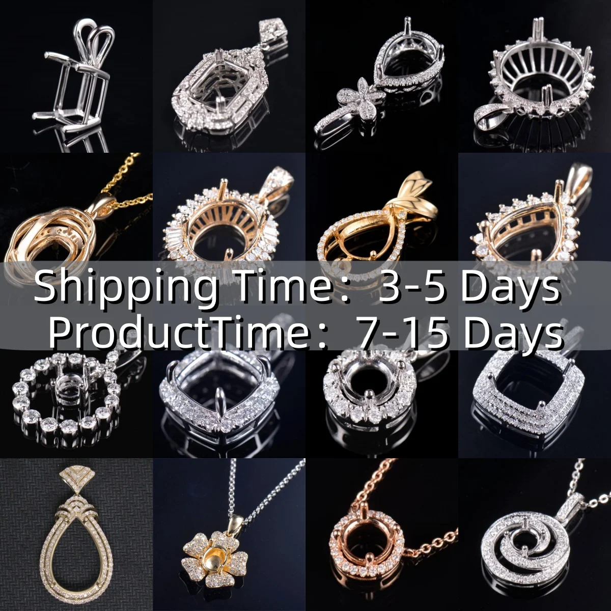 Wholesale 10k 14k 18k Solid Gold Sterling Silver With Lab Diamond Moissanite Pendant Necklace Setting Semi Mount Mounted Jewelry