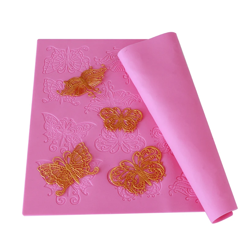 3D butterfly decorator embossing Cake Decoration cake border silicone mold fondant tools cake border lace mat