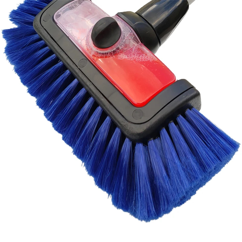 Soft Hair Water Flow Thru Car Wash Brush With Soap Dispenser