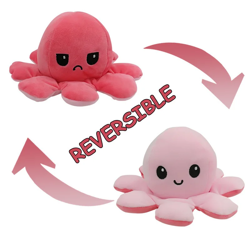 New arrival reversible stuffed octopus animal doll  Reversible Plush Toy Pillow Gift Wholesale