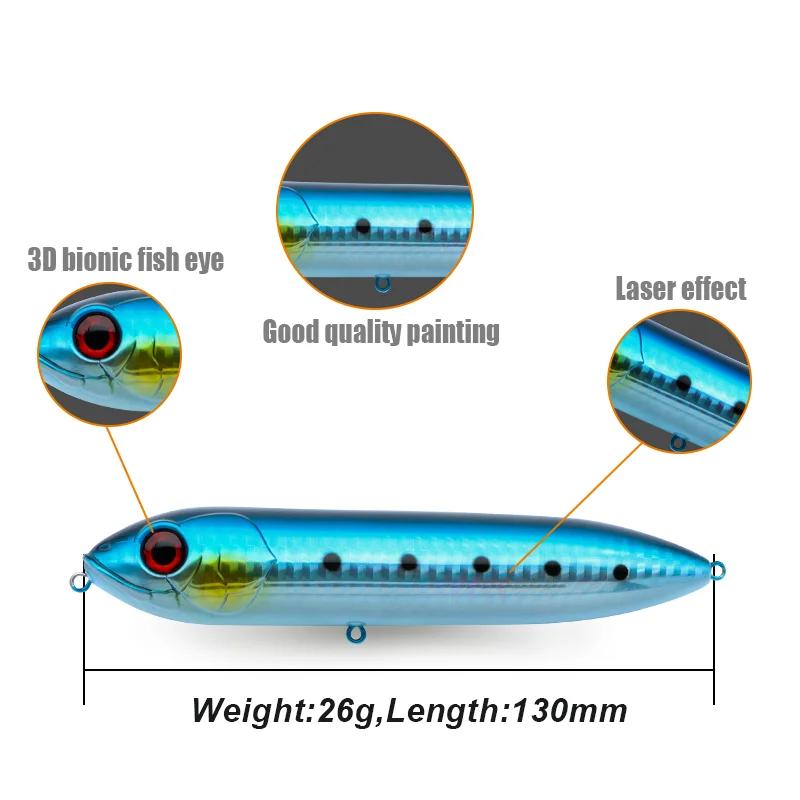 Thorforce 130mm 26g Top water fish baits walk the dog fishing lure spook lure for fishing baits pencil lures