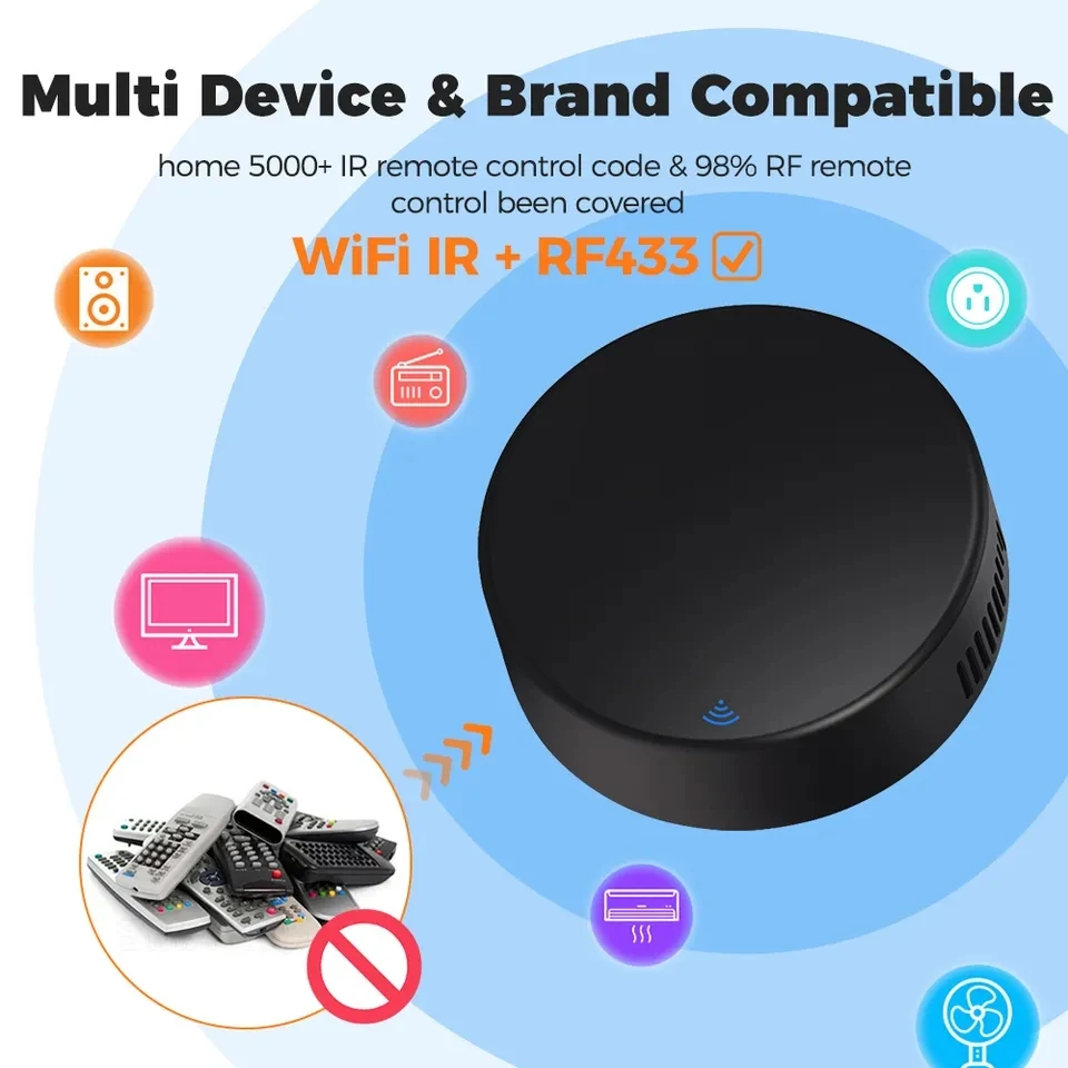 TUYA WIFI Smart IR RF433Mhz пульт дистанционного управления для кондиционирования воздуха ТВ занавес умный