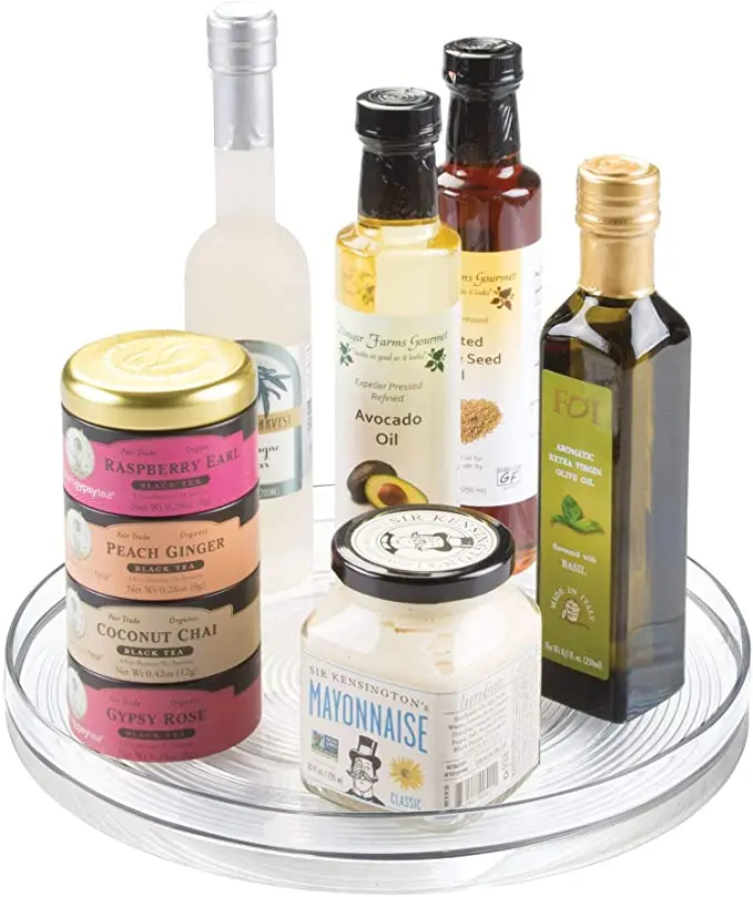 Lazy Susan, Bathroom Storage Tables Makeup Stations Dressers Plastic Spinning Turntable Storage Tray Rotating Organizer