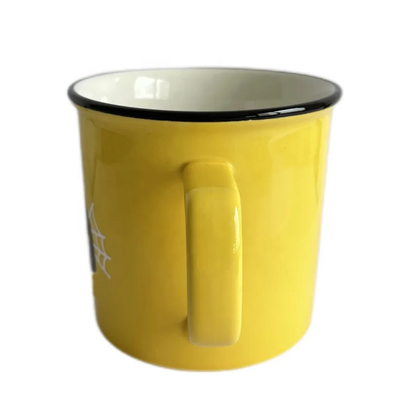 600ml Ceramic Dolomite Yellow  Mug 21Oz Coffee Mug Durable Thick Walled Home Style Drinkware with Decal logo