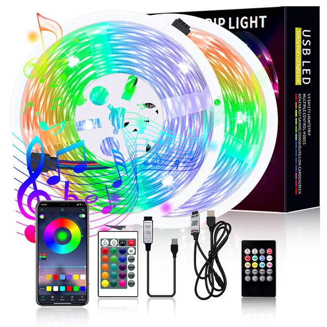 5V TV Background Light 5m 10m Smart Music APP Remote Control 100 300 LEDs RGB Strip Light Kit SMD 4040