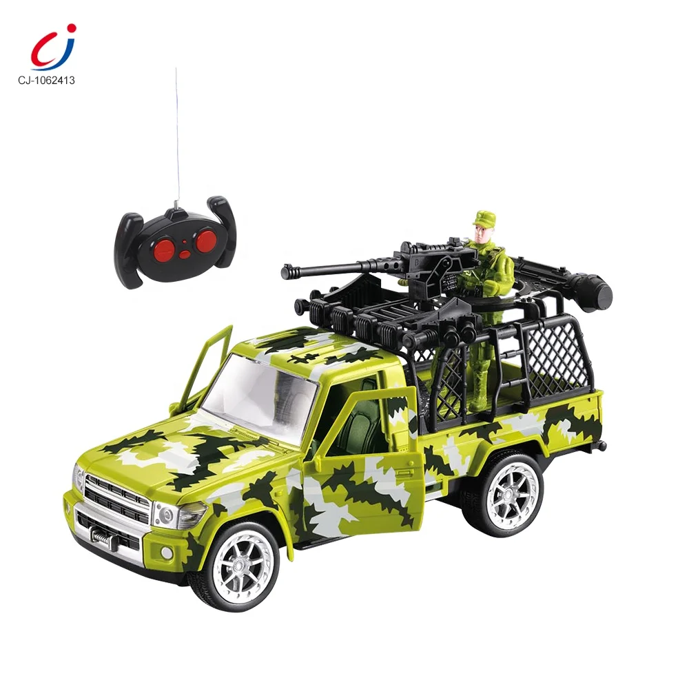 Newly designed 4 channel remote control open door pickup truck plastic army men toy and cars