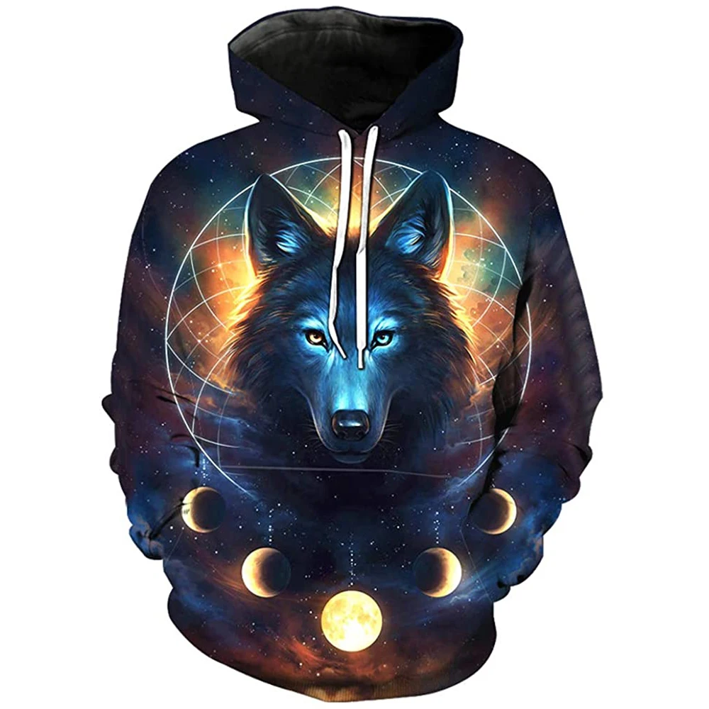 Cailian Прямая поставка на заказ с принтом головы волка унисекс 3D новинка мужские толстовки