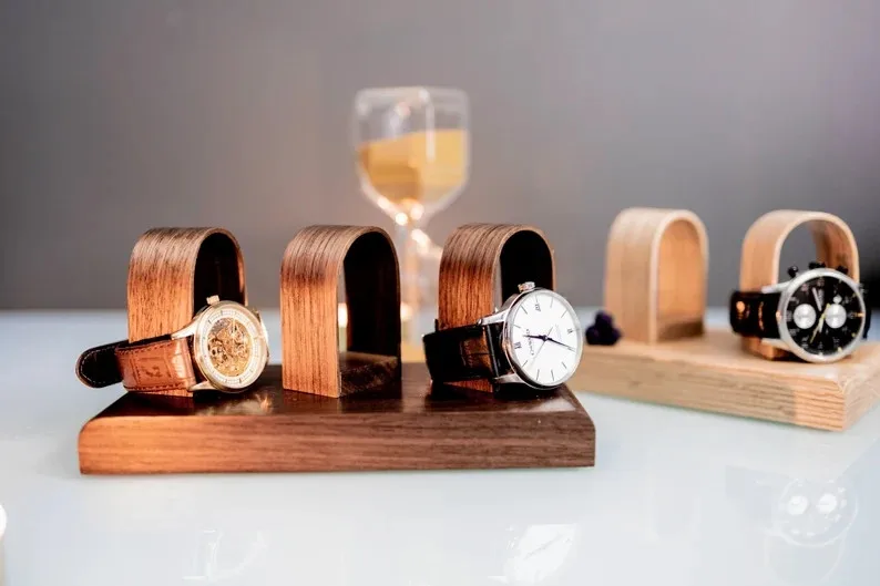 Luxury watch stand display rack can hold 3 watches - Personalized anniversary gift for father