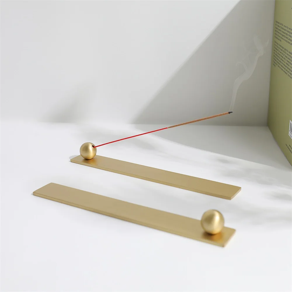Maxery Unique Design Balls Incense Holder with Ashtray Solid Brass Stick Incense Holders Metal Incense Burner Holder For Yoga