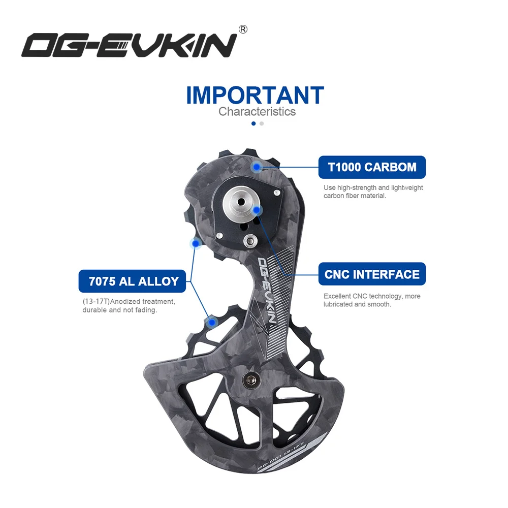 OG-EVKIN RD-001 Carbon Fiber Bicycle Bike Ceramic Rear Derailleur 13T-17T Pulley Wheel Guide For R7000 R8000 R8050 R9150 R9170