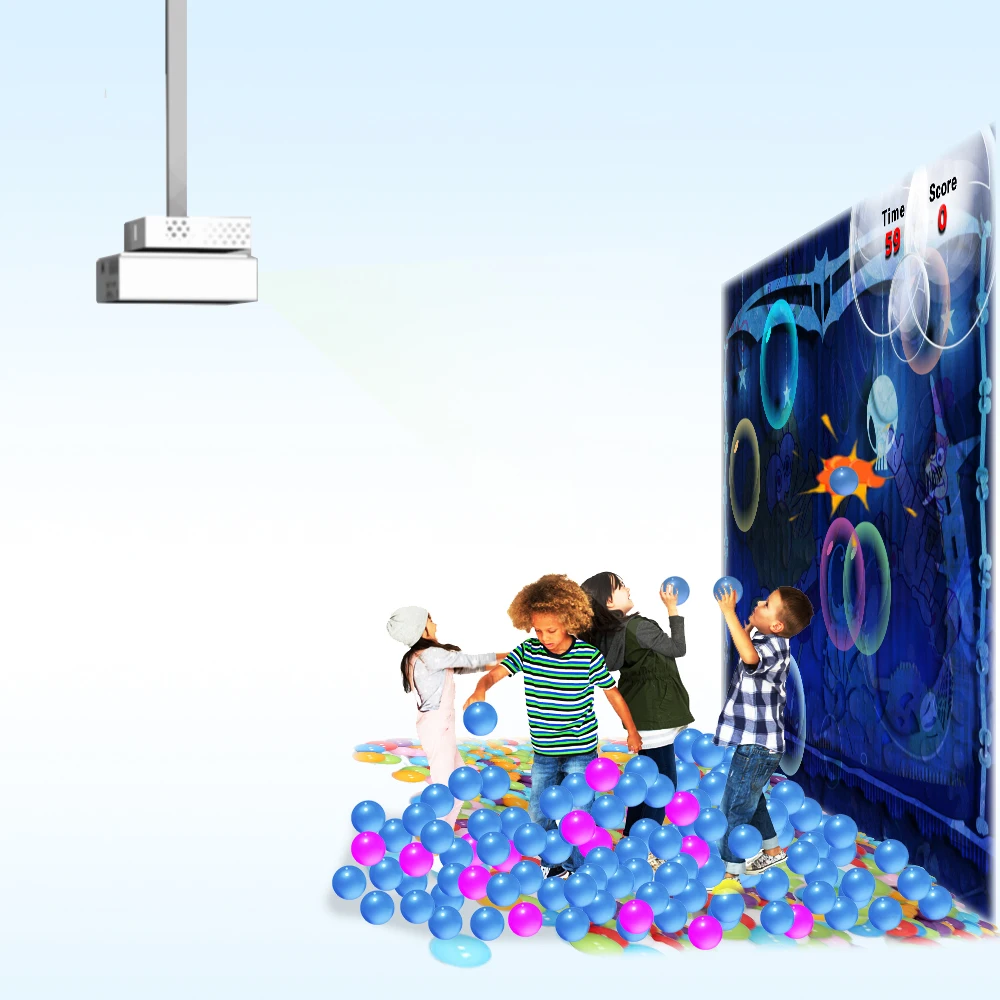 Chariot basic version interactive smash wall ball games projection system for kids playground.
