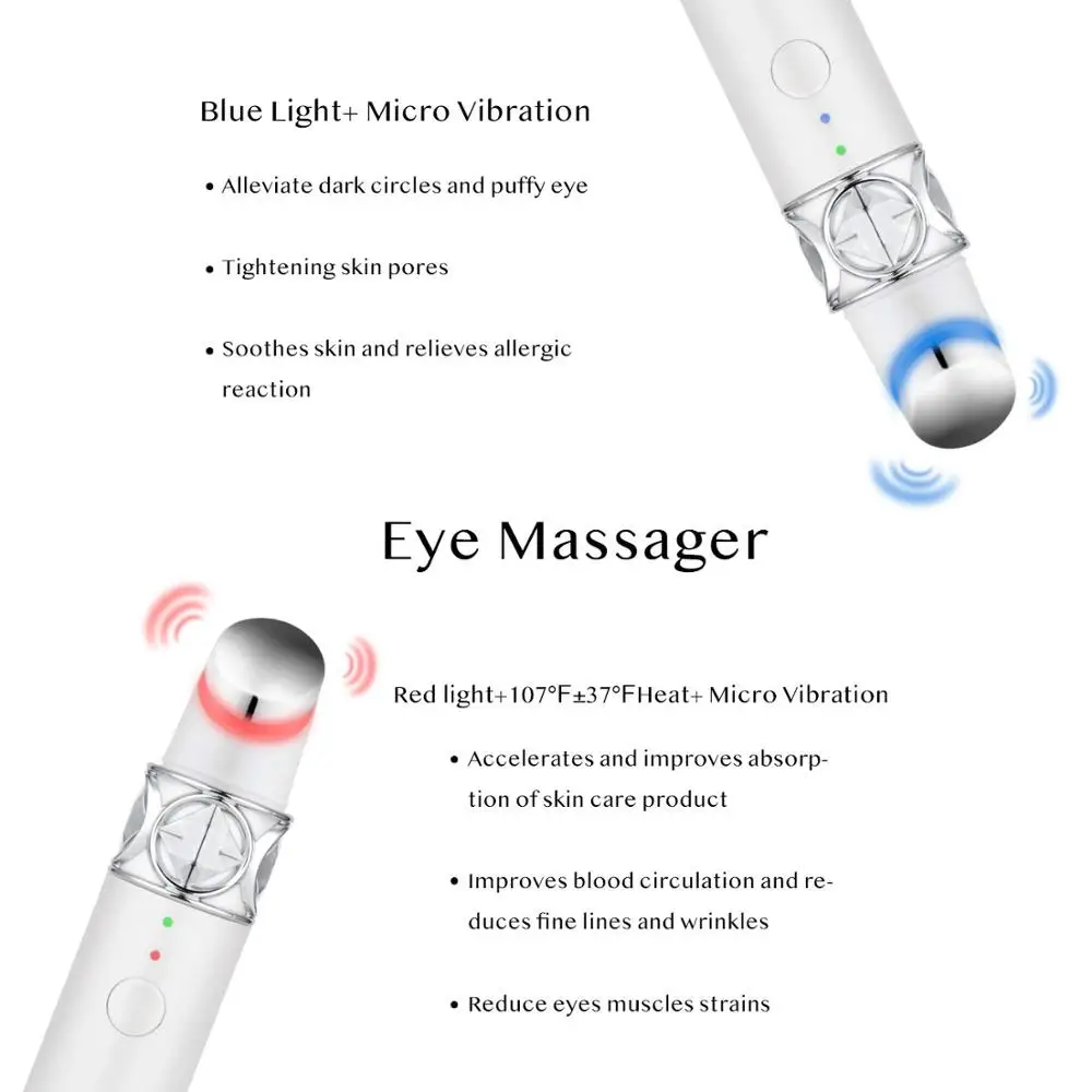 Eliminate Puffy Eye Strain Relief  Massage Roller Eye Facial Massager Pen for Dark Circle Remover Lip Massager