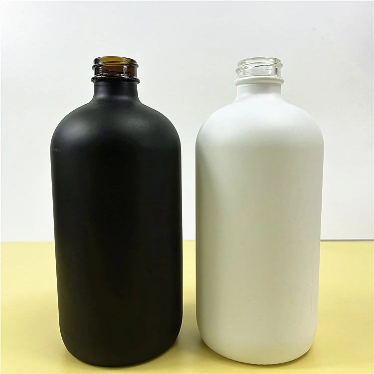 16 oz шампунь гель лосьон насос брызга матовые яркие цвета новинка из черного стекла Бостонская круглая бутылка мыла бутылки