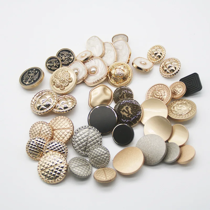 High Quality  Custom Shank luxury button Metal Color For Clothes Plastic Fashion Designs Gold Pearl Button