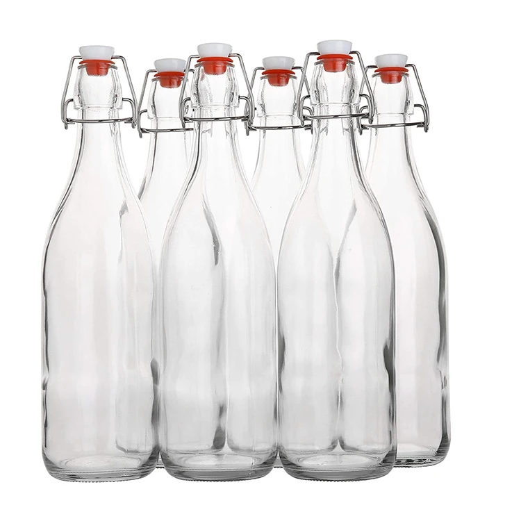 Amazon Hotsale Leak Proof Cap Swing Top Clear Glass Water Bottles with Flip Top for Beverages Vinegar Kombucha Beer Water Soda