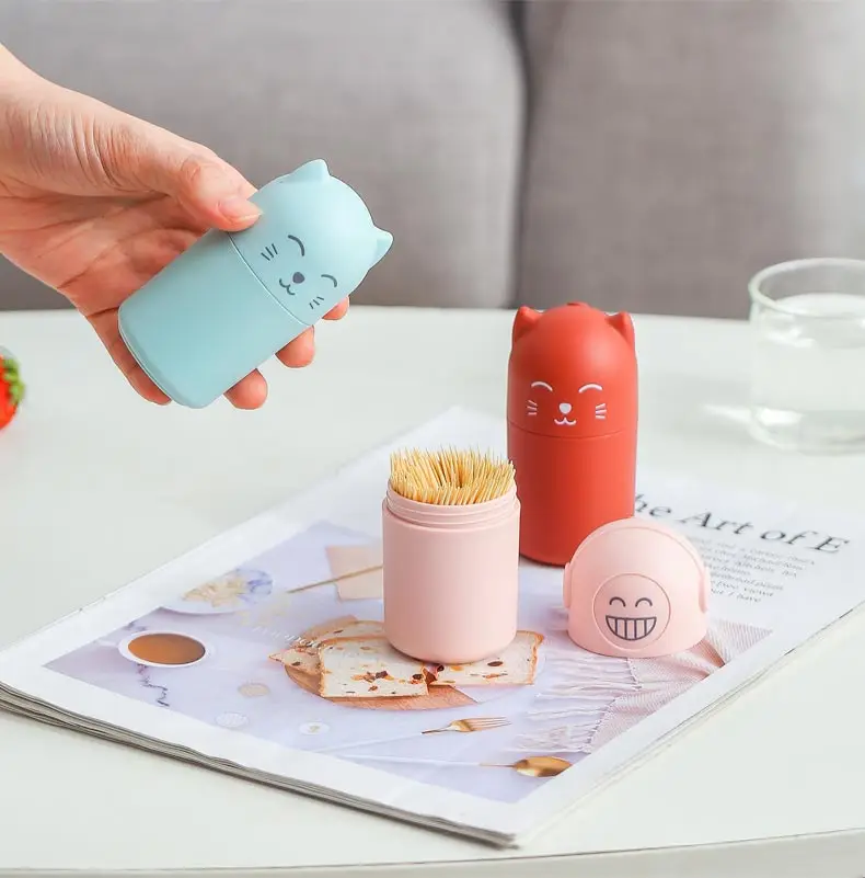 Factory Cheap Giveaway Restaurant Large Capacity Funny Creative Kitty Toothpick Dispenser Container Box Plastic Holder