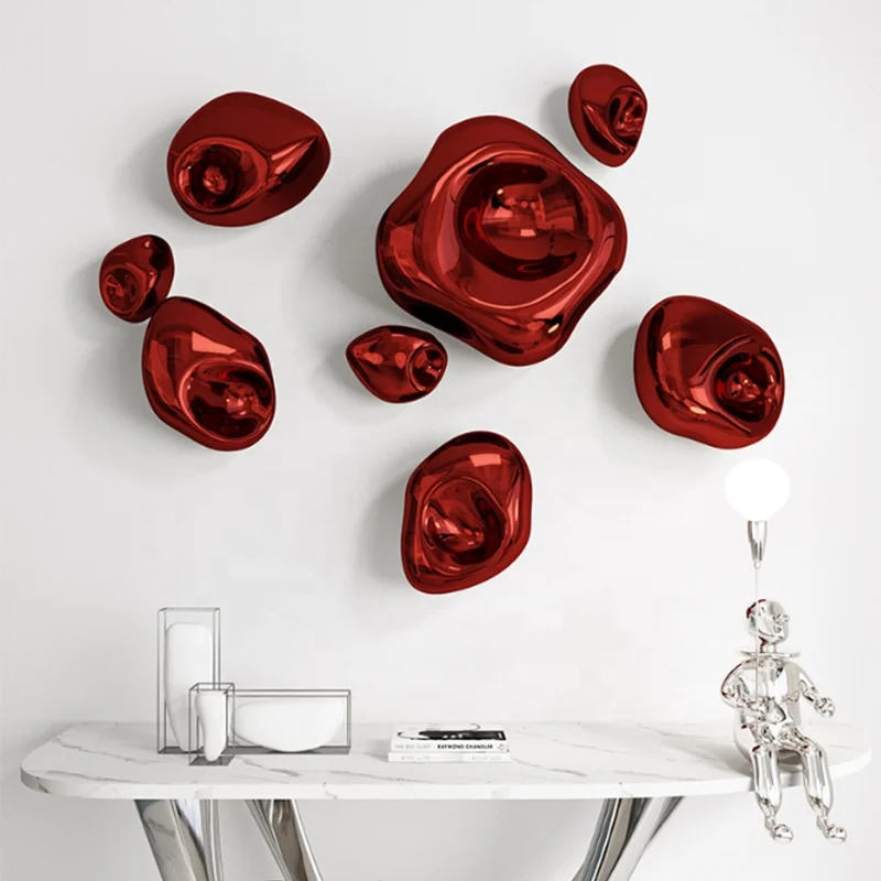 3D abstract metal wall art colourful Stainless steel ball combination wall decor creative metal art