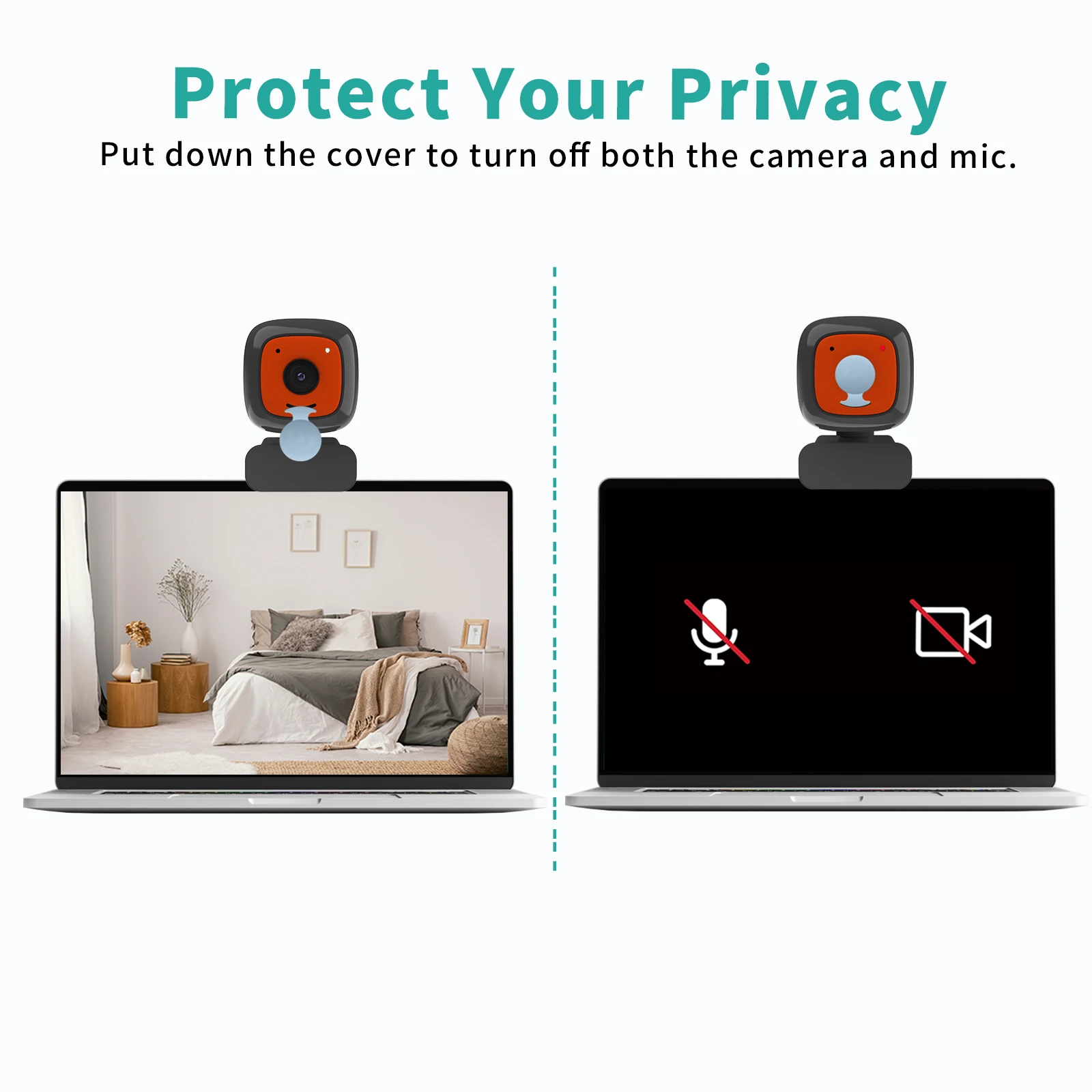 Webcam with Microphone and Speaker HD 2K Web Camera for Laptop Desktop Computer PC Portable USB Web Camera with Privacy Cover