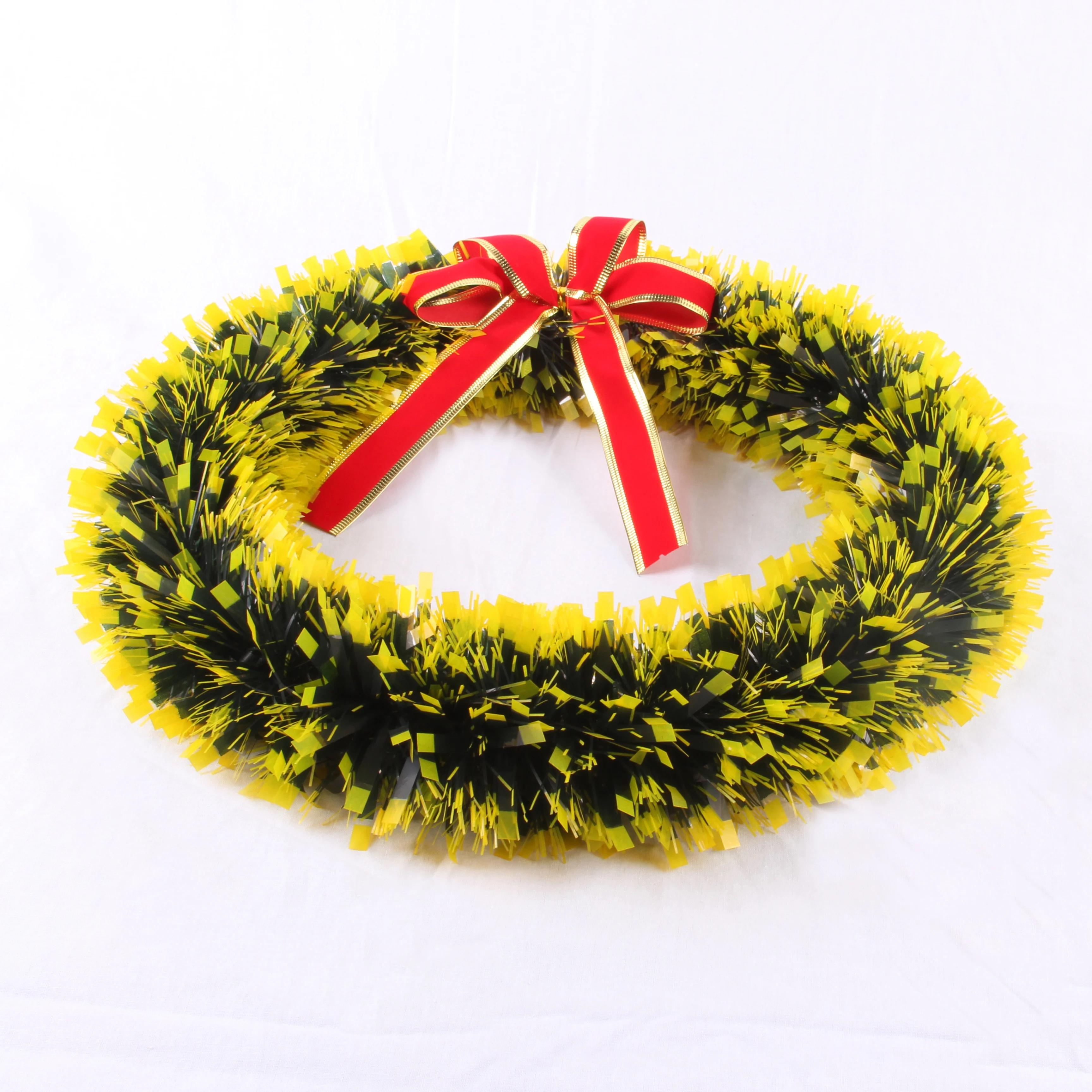 Artificial Retro bowknot red ribbon and red bell christmas wreath decorative