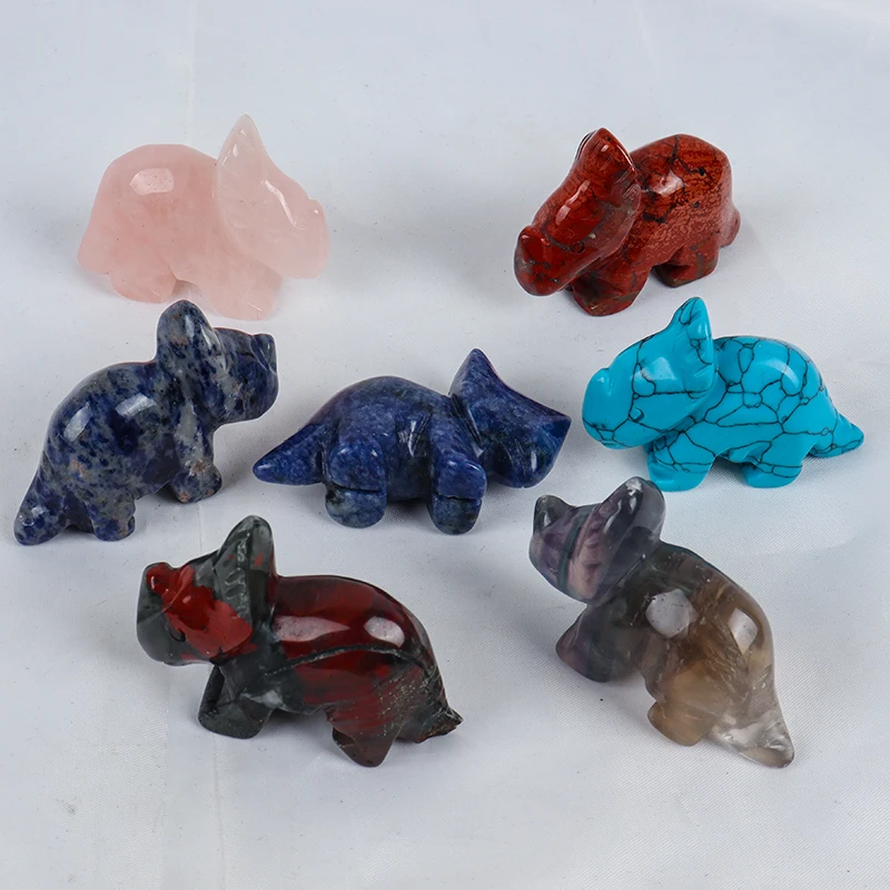 2 Inch Wholesale Healing Gemstone High Quality Crystal Animal Crystal Dinosaur Figurine For Gift hand carved  Dinosaur Craft