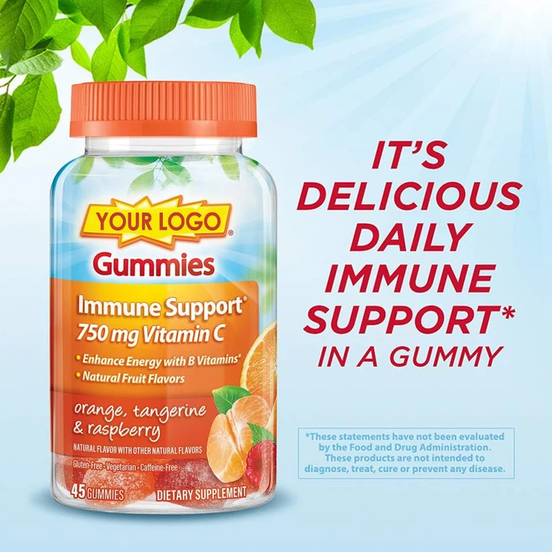 Wholesale Gummy Vitamins OEM Bear Vegan Gummy pectin Vitamin c Candy Gummies Skin Care Manufacturing