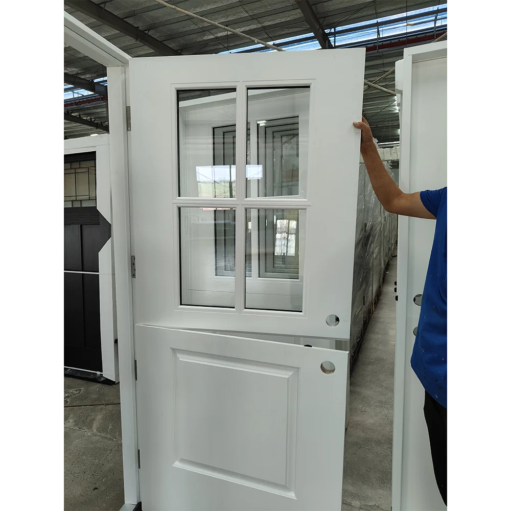 American Hot Selling Modern Design 4 Lite Top 2 Panel Smooth Finished Dutch Door Exterior Doors for Houses