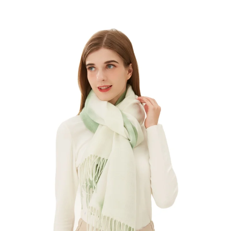 Custom Design Luxury Pashmina Printed Winter Scarf Tie-dye Gradient Color Shawl Tassels Cashmere Scarf For Women