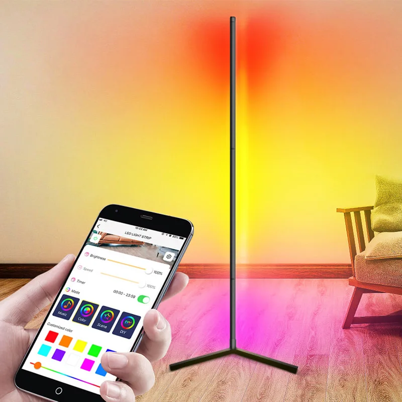  2021 новая RGB угловая Светодиодная лампа современная напольная с дистанционным управлением музыкальные напольные лампы для гостиной