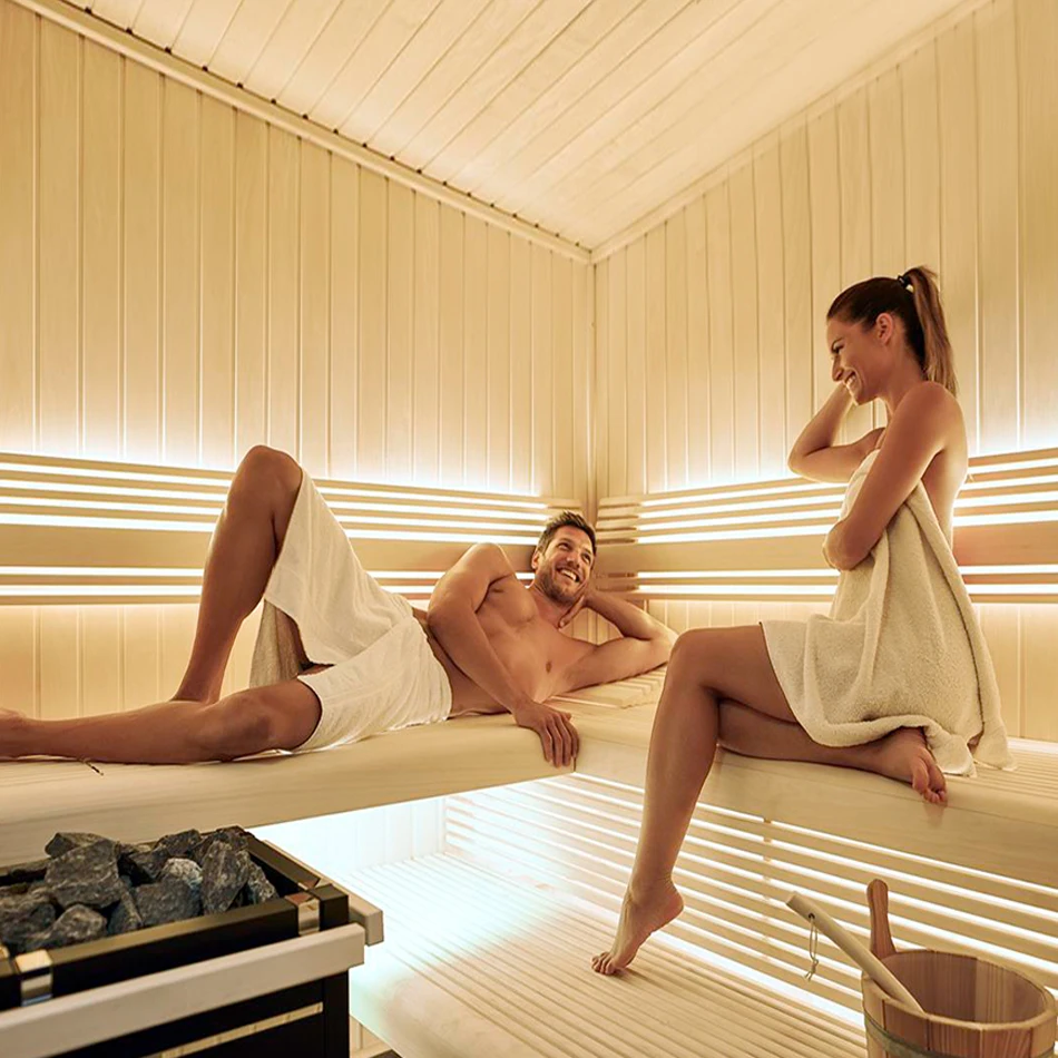 2500mm 3000mm high quality residential home personal finnish 6 person big infrared wood dry family sauna bath sauna corner