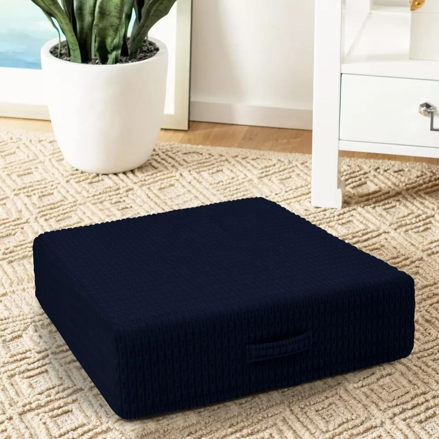 Memory Foam Floor Pillows Seating for Adults | Square Large Floor Cushions for Sitting Yoga Meditation with Removable Cover