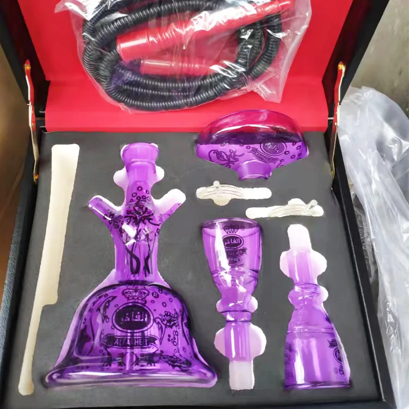 High-end gorgeous Al Fakher full set of coloured frosted glass Arabic shisha accessories