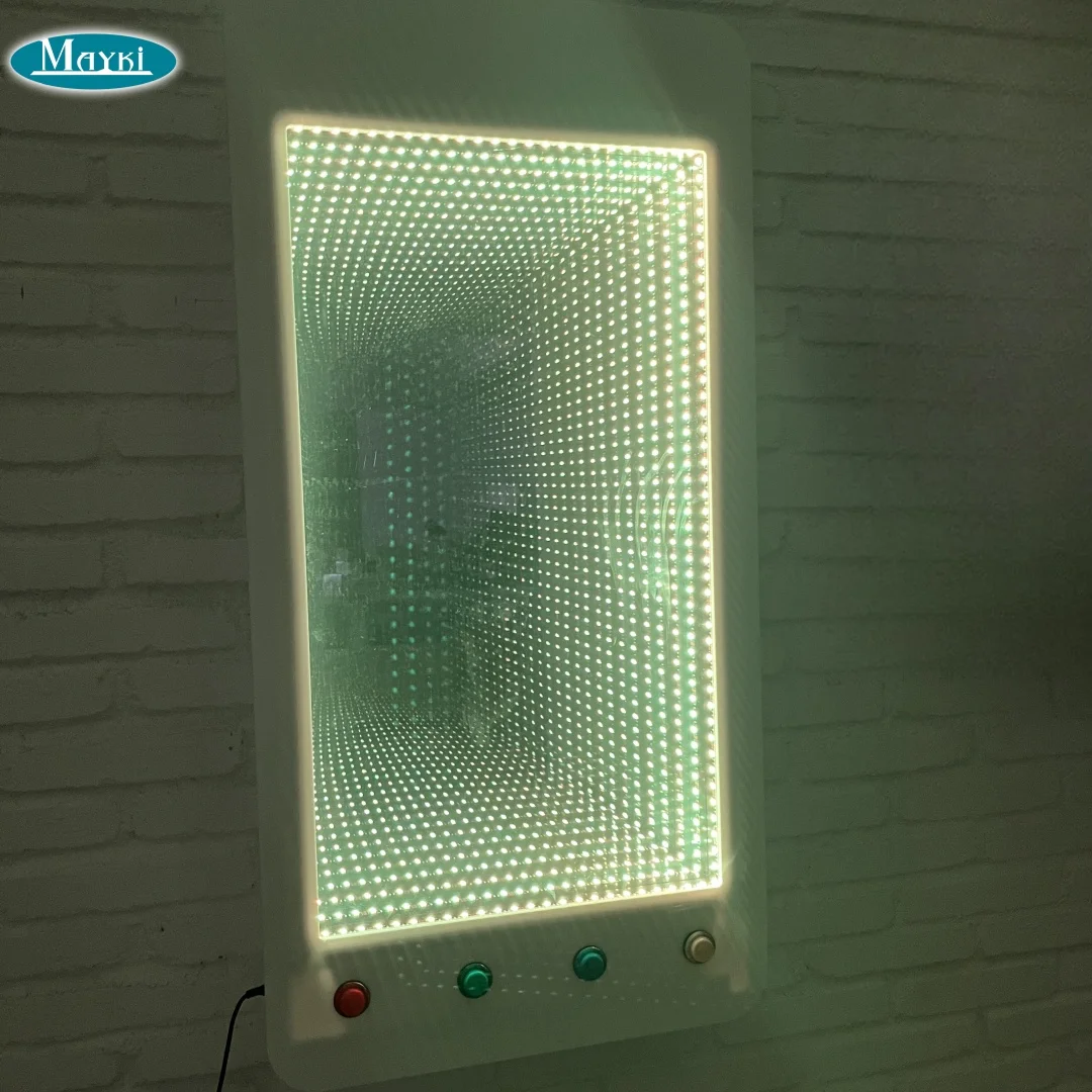 Modern design square shape wall mounted flexible rgb light mirror 3d infinity mirror