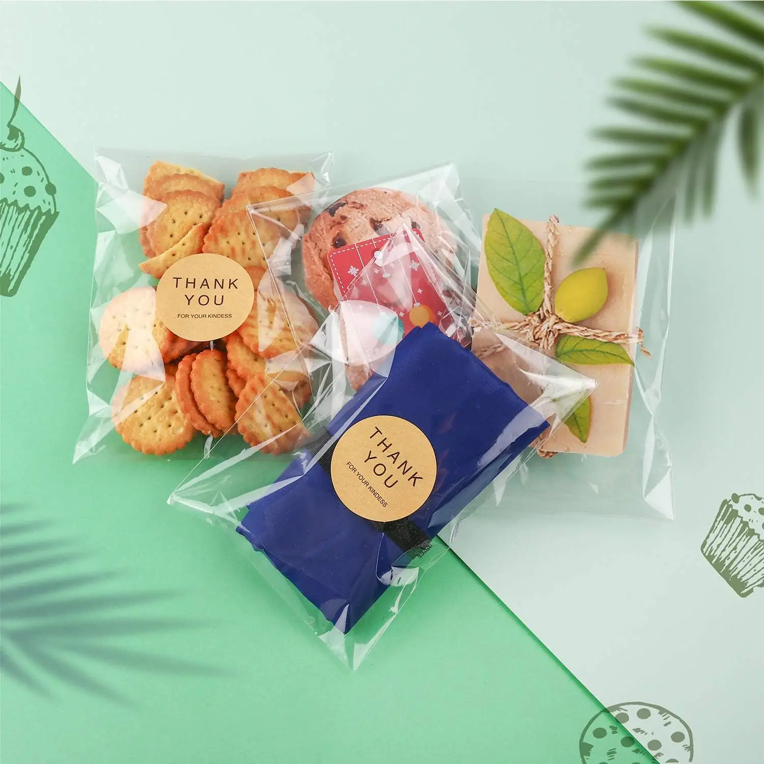 Целлофановые пакеты, пригодные для выпечки, закусок, свечей, мыла, самоклеющиеся пакеты для печенья, пакеты для сэндвичей