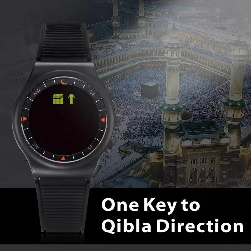 Muslim Digital Prayer Time Alarm Sports Watch Plastic Case Silicon Strap Back Light AS-S016