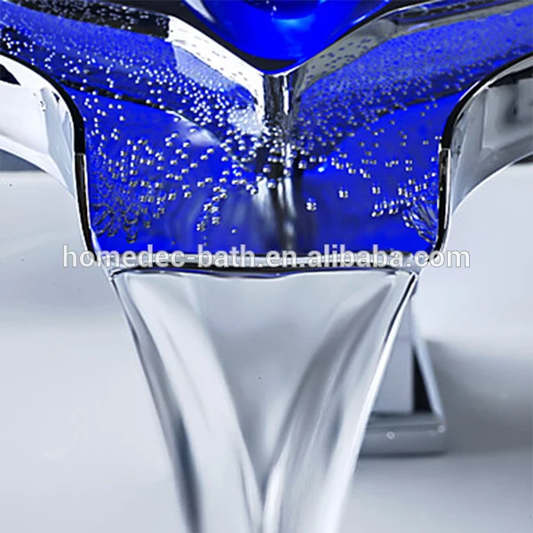 Lavatory Contemporary Temperature Sensor Color Changing Led Lights Bathroom Faucet