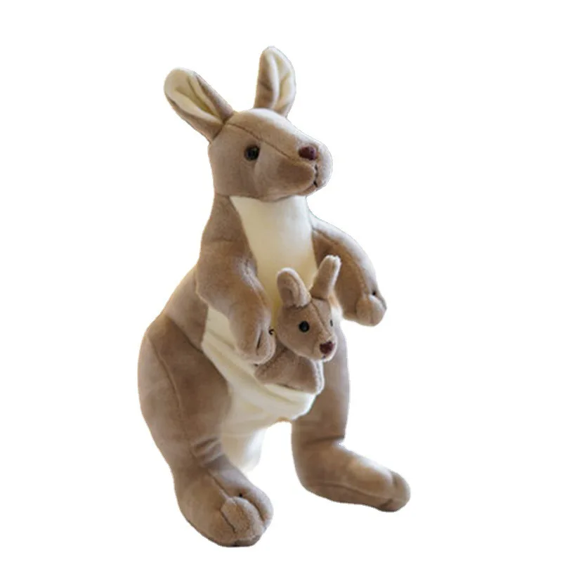 BELO TEMPO High Quality New Mother and Baby Kangaroo Plush Toy Australian Kangaroo Doll Simulative Animal Doll Parent-child Doll