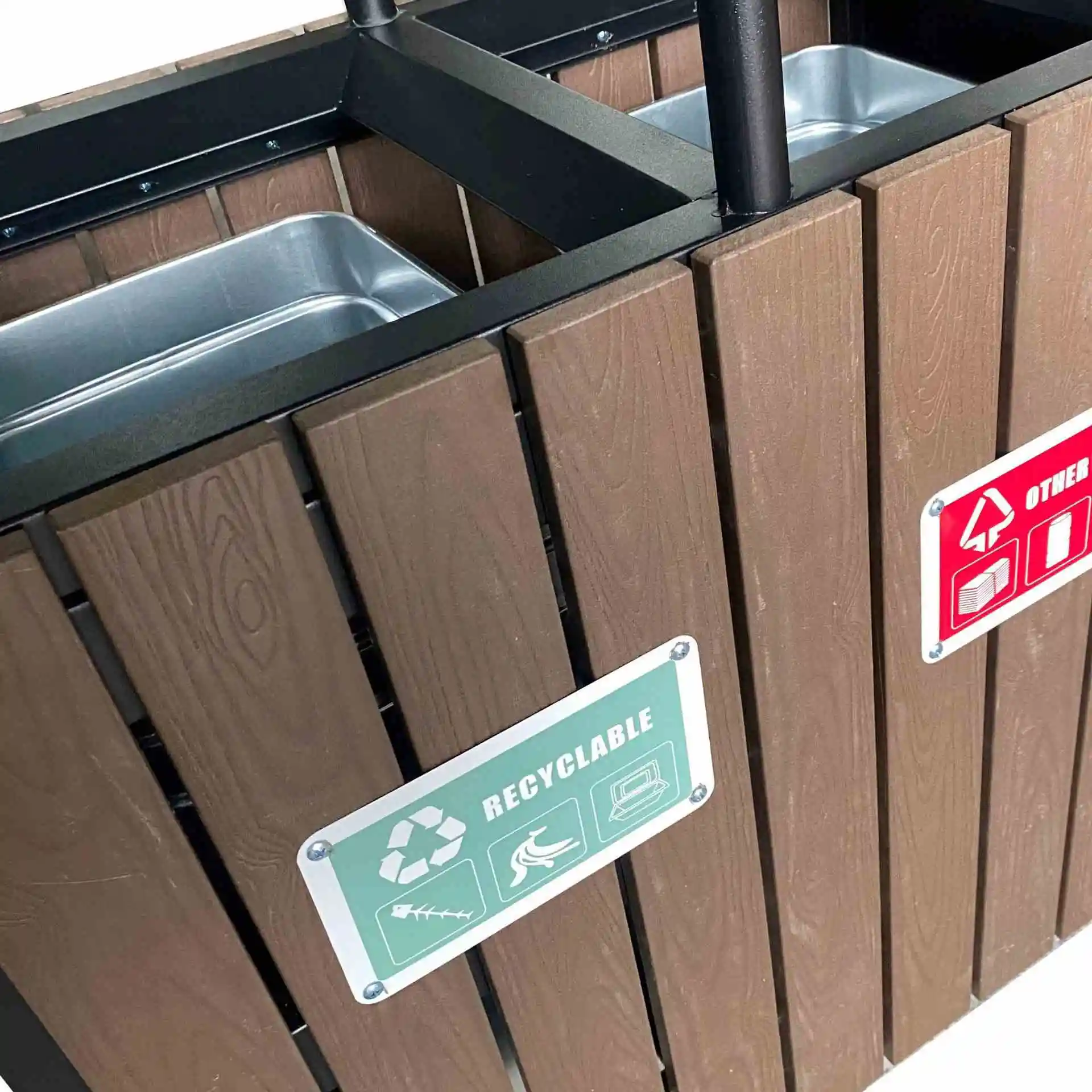 Customization Pet Trash Can Metal Waste Sorting Bin Garbage Container With 3 Compartments For Dogs Cats