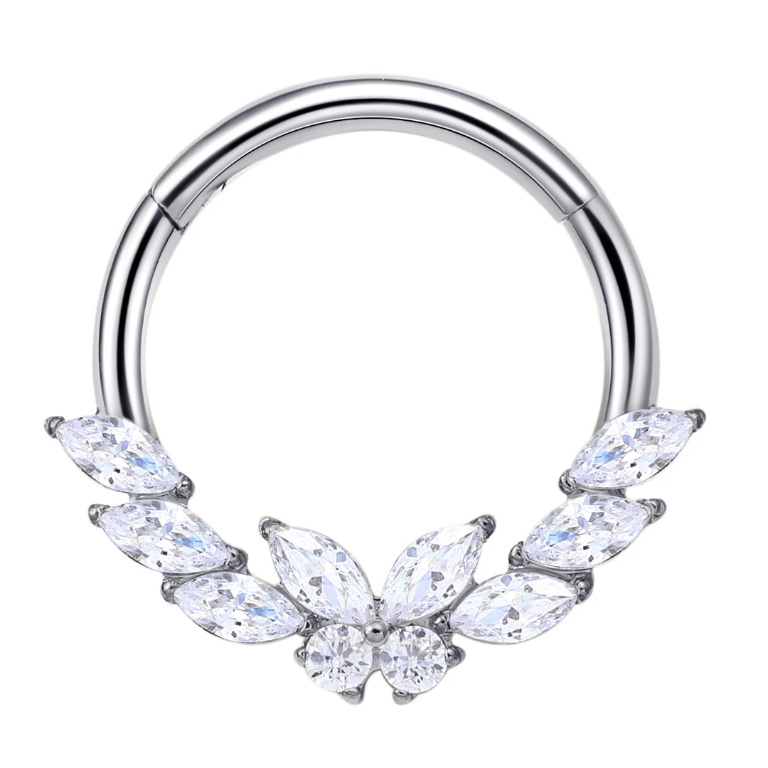 Eternal Metal Butterfly CZ Lip&Earing Piercing Navel&Nose Ring Hinged Segment clicker ASTM F136 Implant Grade Piercing Jewelry