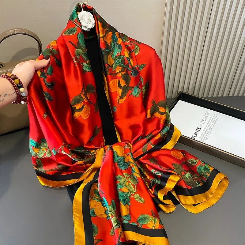Womens Imitated Silk Long Scarf Designer Scarf Light Weight Wraps Headscarf Printed Brand Silk Scarves