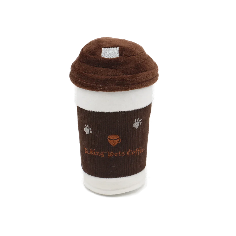 
food shape dog chewing plush toy : squeaky coffee cup shape toy for pet 