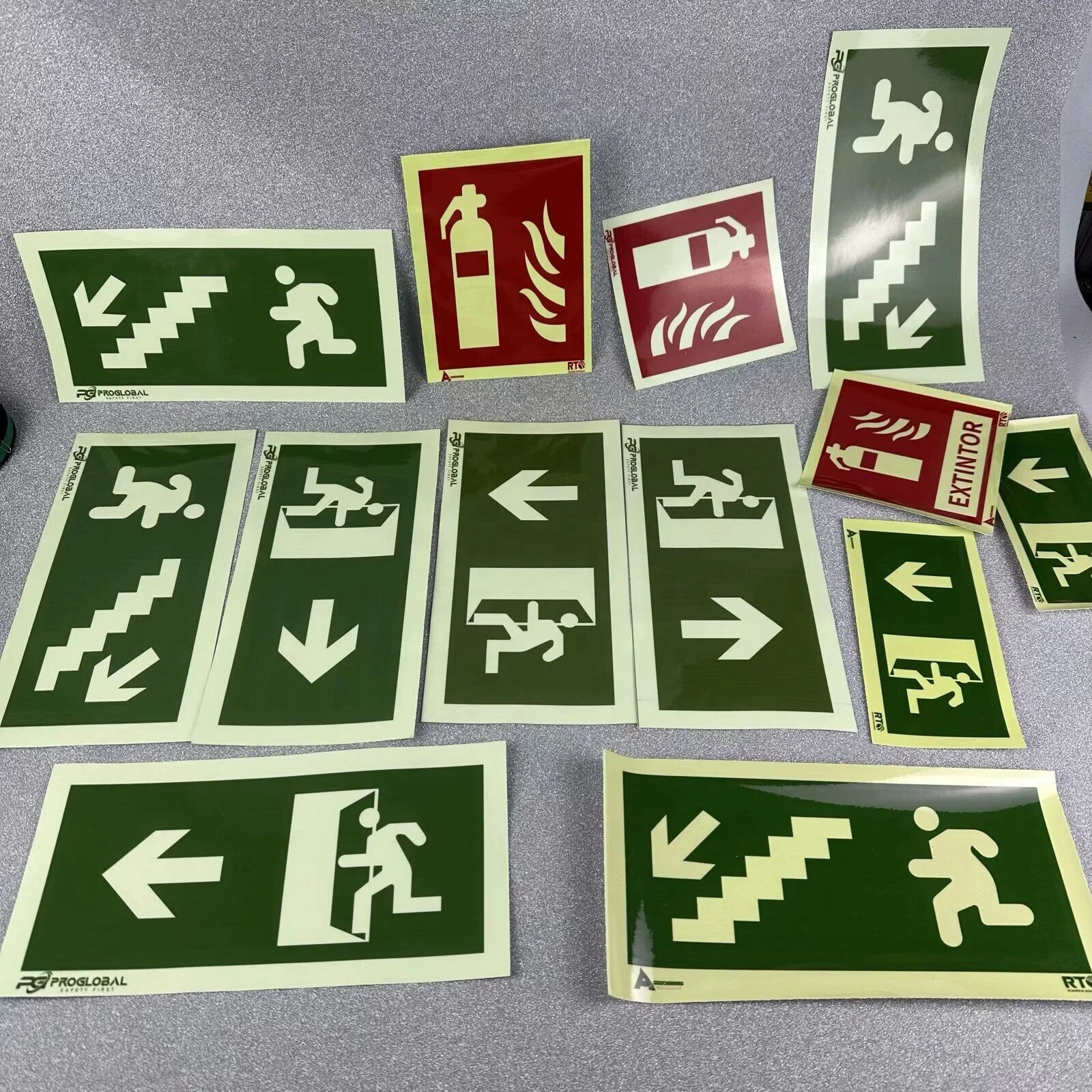 300mmx150mm Night Glow Photoluminescent Film Sticker Custom Radium Exit Sign Glow in the dark