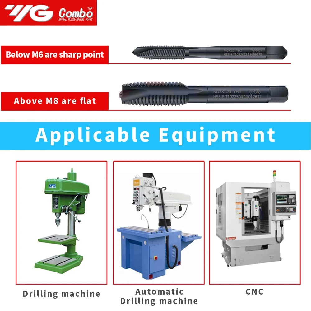 M2 M2.5 M3 M3.5 M4 M5 M6 M7 M8 M10 M12 M14 M16 M18 M20 M22 M24 M27 M30 Yg-1 Original T1022 Apex Tap Use Tong Hole