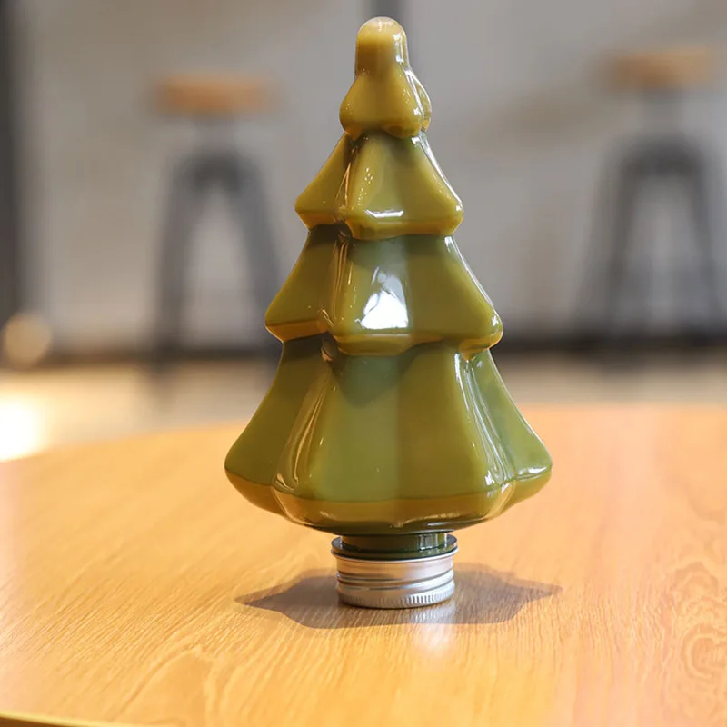 Maysure Christmas Ornaments Tower Shaped Blown Red Glass Christmas Tree with LED Lights Home Table Decor