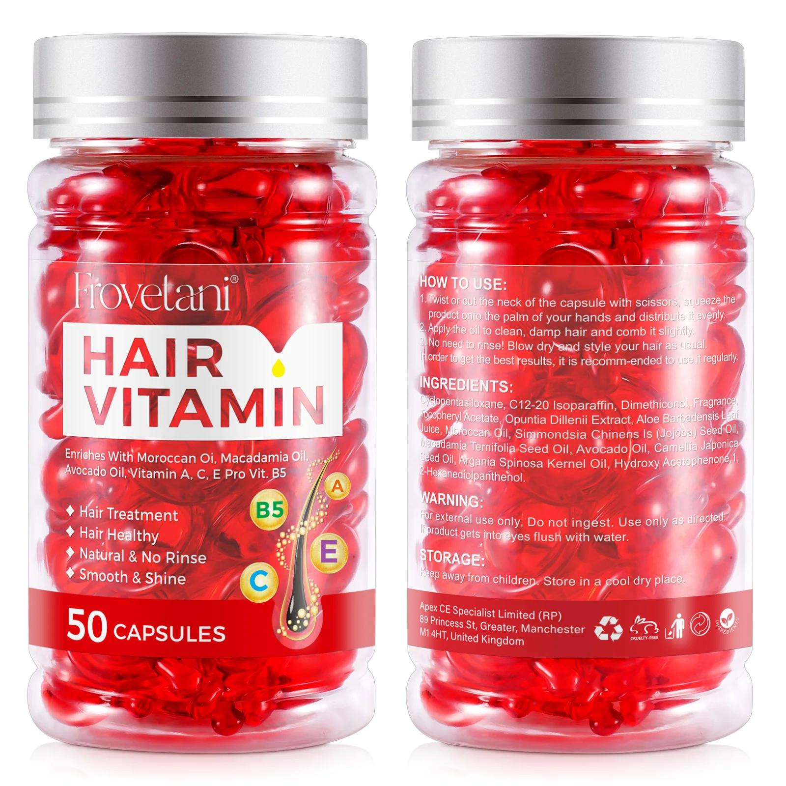 FROVETANI deeply hydrates nourishes smooth shine hair care oil vitamin c e capsules softgel capsule hair vitamin b5 capsules