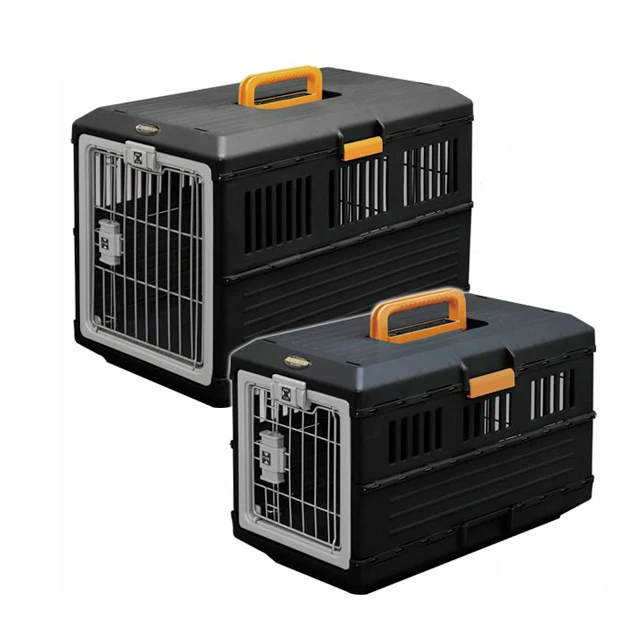 Foldable Plastic Pet Travel Flight Carrier Portable Pet Crate Traveling Dog Cage Box