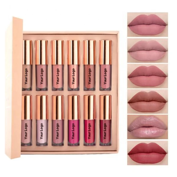 2022 Private Label 12 Colors Matte Lipstick Wholesale Waterproof Oem Makeup Custom Vegan liquid  Lip Gloss